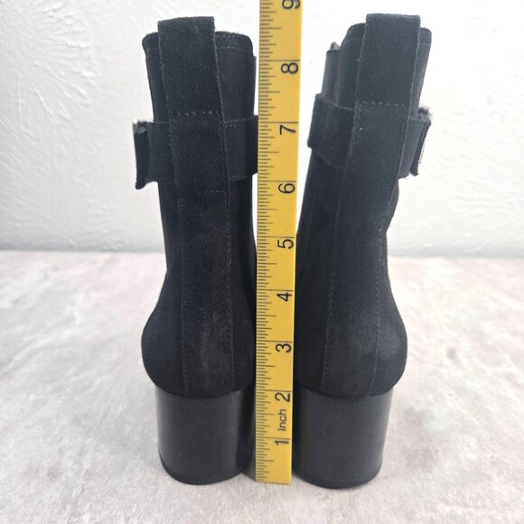Rag & Bone Moto Boots Size 6.5 Black Suede Biker Block Heel Chelsea Ankle Bootie - Picture 5 of 12